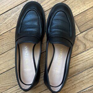 Stuart Weitzman Palmer Sleek Leather Loafer Black Women's 7B